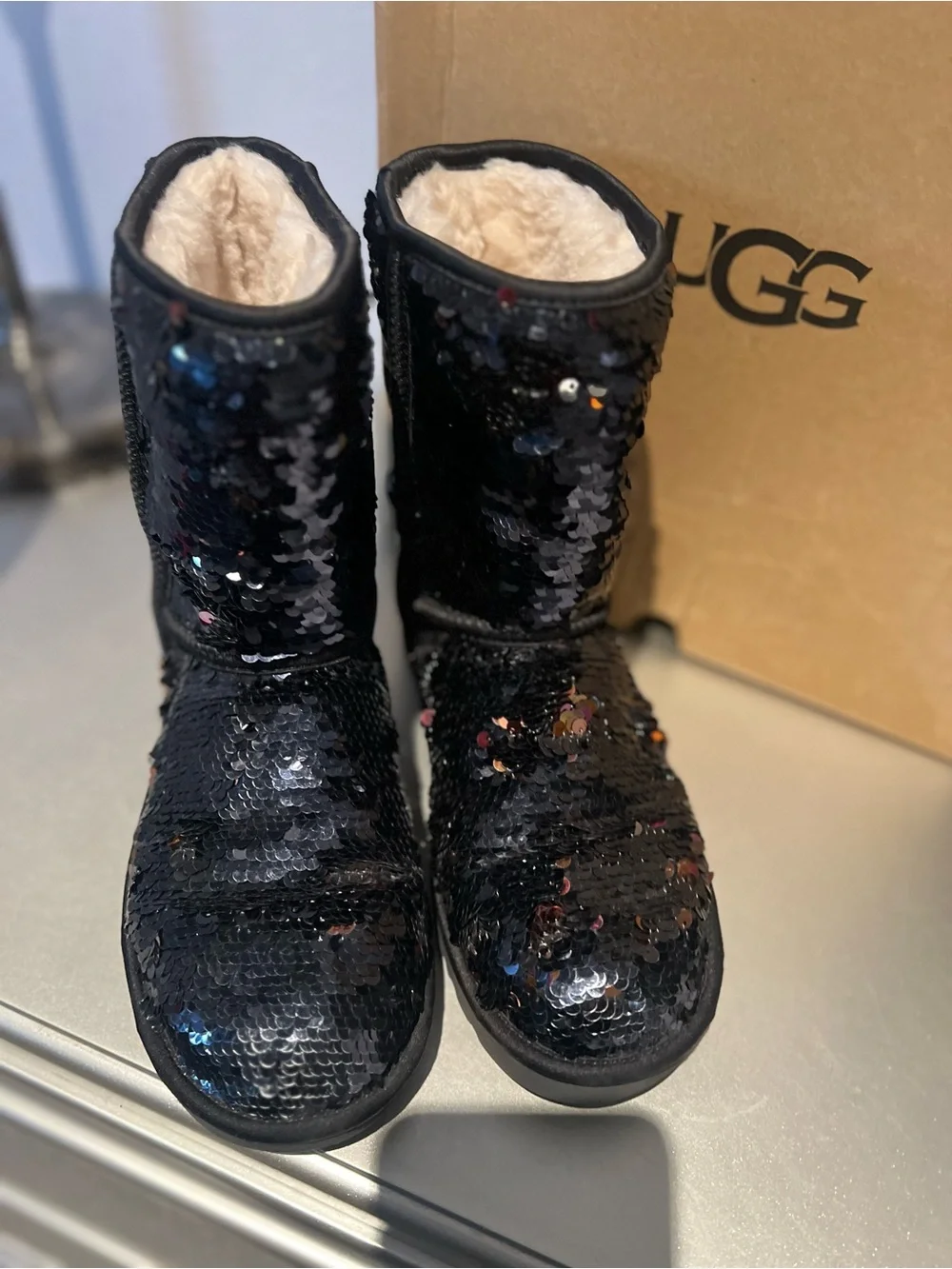 UGG Black Sequin Mid-Calf Girls' Boot